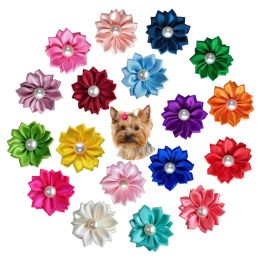 Pet Supplies Head Flower Bow Rubber Band Petal Pearl