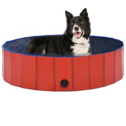 Foldable Dog Swimming Pool Red 47.2"x11.8" PVC