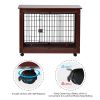 39' Length Furniture Style Pet Dog Crate Cage End Table with Wooden Structure and Iron Wire and Lockable Caters;  Medium and Large Dog House Indoor Us