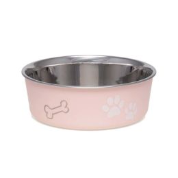 Loving Pets Classic Dog Bowl Paw Print and Bone Paparazzi Pink Medium