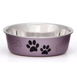 Loving Pets Metallic Dog Bowl Paw Print Grape Small