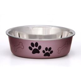 Loving Pets Metallic Dog Bowl Paw Print and Bone Grape Large