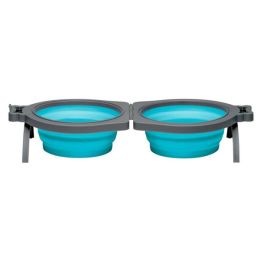 Loving Pets Travel Double Diner Dog Bowl Blue Small