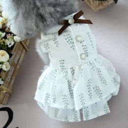 Floral Lace Doggy Skirt (Color: brown bow, size: XS chest 26 back 17 1.5-2 catties)