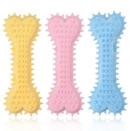 2pcs New dog grinding teeth biting toys Creamy scented with prickly flat bones Large and small dog teeth grinding toys; dog's gifts (colour: 2pcs, size: Pink)