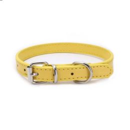 alloy buckle pet dog collar (Color: Yellow, size: 37x1.3CM)