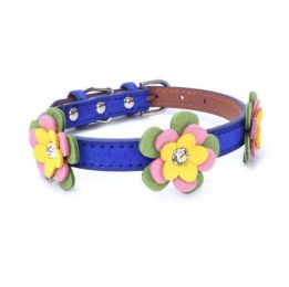 high-end pet dog collar (Color: deep blue, size: M 42 2.0 CM)