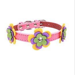 high-end pet dog collar (Color: Pink, size: S 36 1.5 CM)