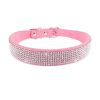 Crystal Dog Collar Solid Color Leather