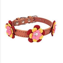 high-end pet dog collar (Color: brown, size: S 36 1.5 CM)