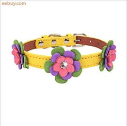 high-end pet dog collar (Color: Yellow, size: M 42 2.0 CM)