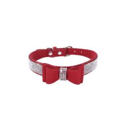 Leather Bow Dog Collar (Color: color3, size: S)