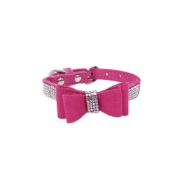 Leather Bow Dog Collar (Color: color2, size: M)