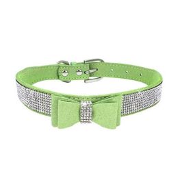 Leather Bow Dog Collar (Color: color5, size: M)