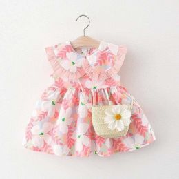 printed skirt doll collar Dresses (Color: Pink, size: 80cm)