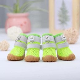 Wholesale dog rain boots non-slip breathable mesh dog shoes (Color: Green, size: 4)