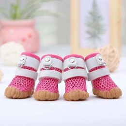 Wholesale dog rain boots non-slip breathable mesh dog shoes (Color: rose pink, size: 3)