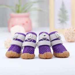 Wholesale dog rain boots non-slip breathable mesh dog shoes (Color: purple, size: 2)