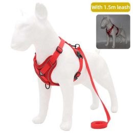 Wholesale dog harness with 1.5m leash (Color: Red, size: S)