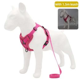 Wholesale dog harness with 1.5m leash (Color: Rose red, size: L)