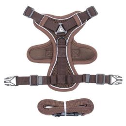 Wholesale dog harness with 1.5m leash (Color: Coffee, size: M)