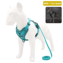 Wholesale dog harness with 1.5m leash (Color: Green, size: M)