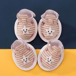 Wholesale Striped Canvas Pet Shoes (Color: Beige, size: L)