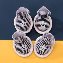 Wholesale Striped Canvas Pet Shoes (Color: Black, size: XXL)