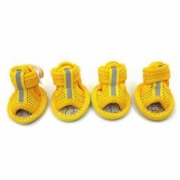 Wholesale 4pcs/lot non-slip puppy shoes (Color: Yellow, size: XXL)