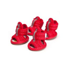 Wholesale 4pcs/lot non-slip puppy shoes (Color: Red, size: XXL)