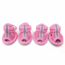 Wholesale 4pcs/lot non-slip puppy shoes (Color: Pink, size: XXL)