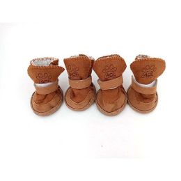 Wholesale S-XXL Winter Warm Dog Shoes (Color: brown, size: L)