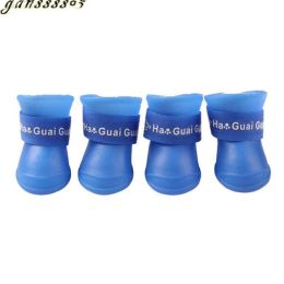 wholesale pet dog rain boots waterproof (Color: Blue, size: 4.3x3.3cm)