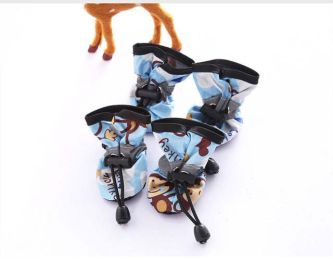 Wholesale pet dog shoes waterproof chihuahua non-slip boots (Color: Little blue monkey, size: 1)