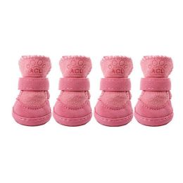 Wholesale Small Dog Winter Warm Pet Shoes Antiskid Shoes (Color: Pink, size: 4)