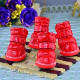 Wholesale 4pcs/set pet warm non-slip waterproof snow boots (Color: R, size: 2)