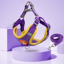 Wholesale pet dog vest leash set (Color: purple, size: XL(for10-14kg))