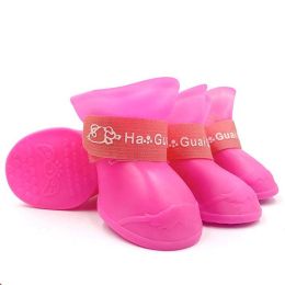 Wholesale pet waterproof non-slip rubber rain boots (Color: Pink, size: M)