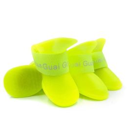 Wholesale pet waterproof non-slip rubber rain boots (Color: Yellow, size: S)