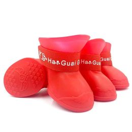 Wholesale pet waterproof non-slip rubber rain boots (Color: Red, size: XL)