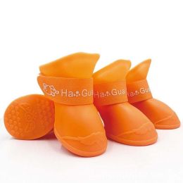 Wholesale pet waterproof non-slip rubber rain boots (Color: Orange, size: M)