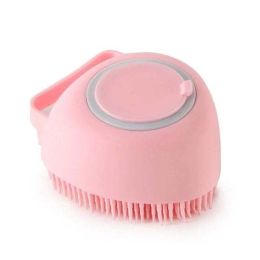 bathroom dog cat bath massage brush (Color: Heart-shaped Pink)