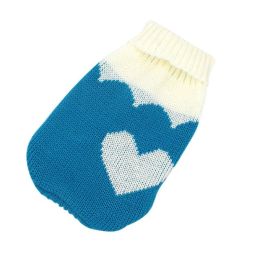 Christmas cat and dog sweaters (Color: Blue heart, size: 3XL Within 3.5-6.5kg)