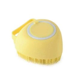 bathroom dog cat bath massage brush (Color: Heart-shaped Yellow)