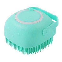 bathroom dog cat bath massage brush (Color: Square Blue)