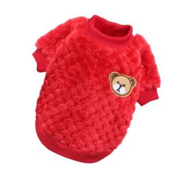 Bear Embroidery Winter Pet Dog Vest (Color: Red, size: XXL)