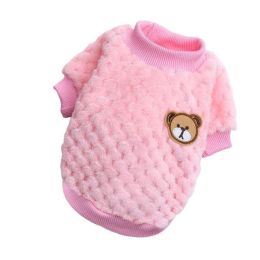 Bear Embroidery Winter Pet Dog Vest (Color: Pink, size: L)