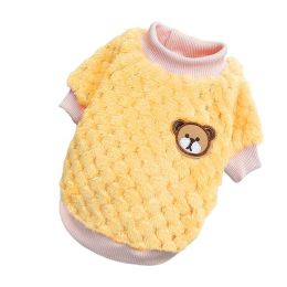 Bear Embroidery Winter Pet Dog Vest (Color: Yellow, size: L)