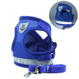 dog harness and leash set (Color: Blue, size: M)