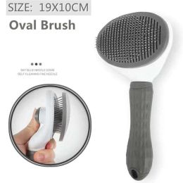 pet dog hair brush cat comb (Color: Gray)